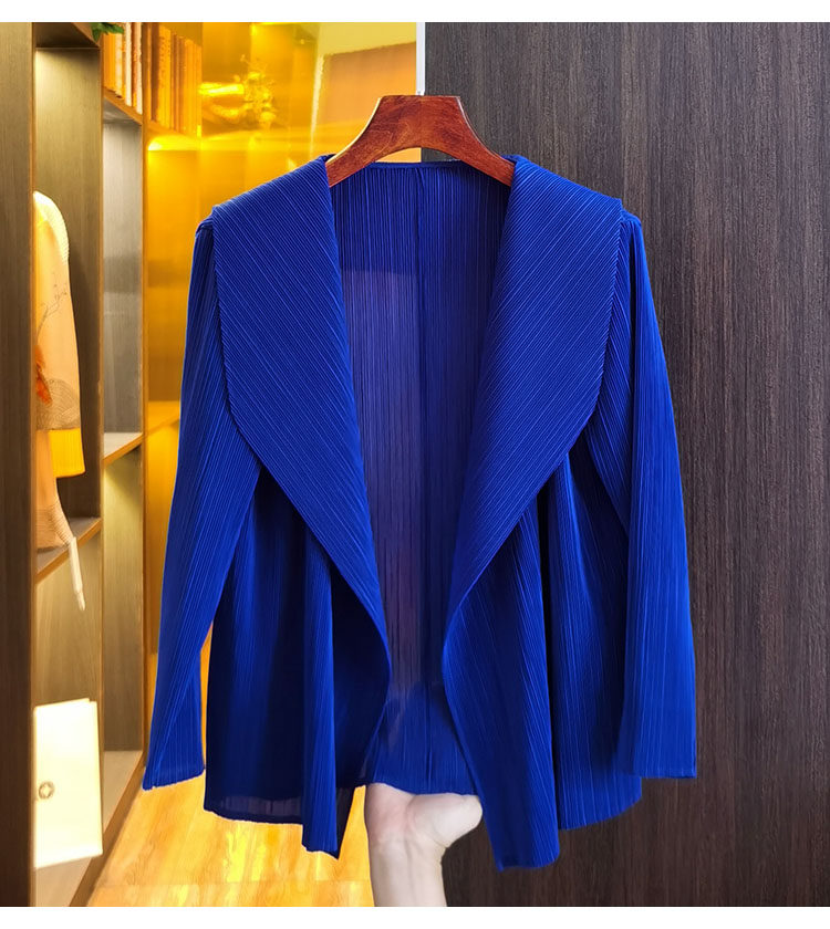 Áo cardigan nữ ngắn xếp ly 2022 dáng suông tay lỡ, phối khuy trước, tôn dáng — Tím hoa cà, Màu xanh da trời, Màu xanh lam, Màu xanh nước hồ chi tiết 12
