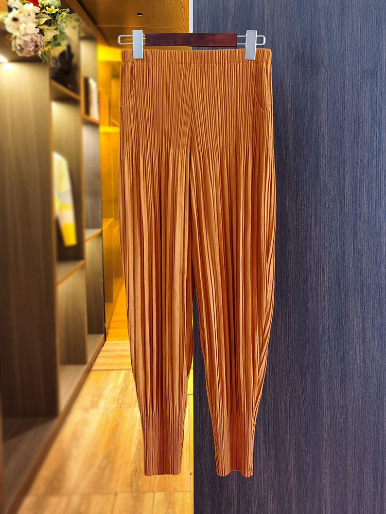 Quần culottes nữ ống rộng xếp ly dáng Harem, cạp cao su, phong cách Hàn Quốc — Màu xanh nước hồ, Màu xanh lục đậm, Màu xanh đậm, Màu xám chi tiết 21