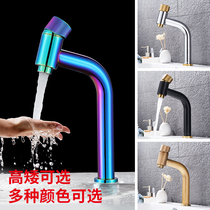  All copper simple Nordic retro black and white gray raised and thickened washbasin washbasin button constant temperature hot and cold water faucet