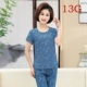 Trung niên nữ mùa hè cotton lụa kích thước lớn mẹ ngắn tay in trung niên tuổi cotton mỏng lụa bông phù hợp với mùa hè - Quần áo của mẹ