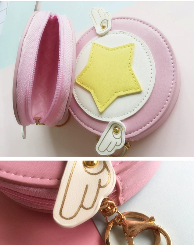 Mania Magic Sakura Girl Coin Purse Phim hoạt hình Nhật Bản Sinh viên dễ thương Nhỏ Bộ lưu trữ thẻ tươi Hoạt hình hình dán nổi