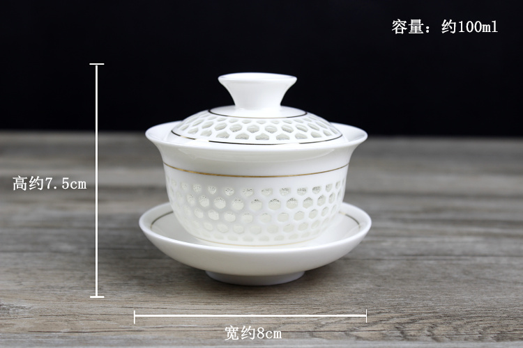 Màu xanh và trắng sứ nhỏ rỗng Linglong bộ trà gốm tổ ong bao gồm bát trà bộ hoàn chỉnh của bộ trà Kung Fu nhà bộ ấm trà đẹp