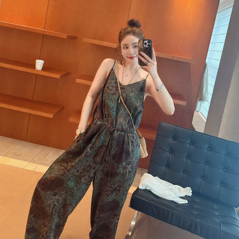 Mandy's Mom Wilderness Traveler Pants Red Cloud Silk Jacquard Design Jumpsuit Women's Summer Overalls Mandy's Mom Wilderness Traveler Pants Red Cloud Silk Jacquard Design Jumpsuit Women's Summer Overalls