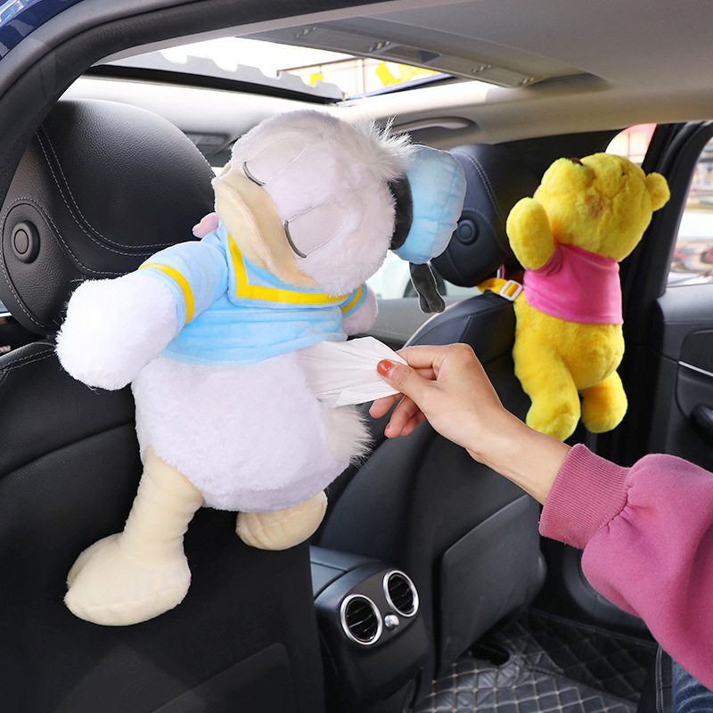 Donald duck drawing carton paper towel net red car carried home fungji like squirrel pumping sleeve Donald duck tissue box