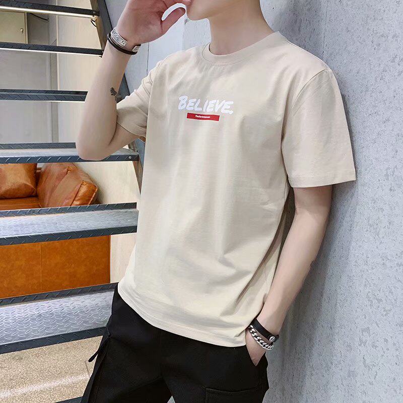 New Men Short Sleeve T-shirt Summer Tide Simply Brief Summer Dress Boys in Loose Clothes