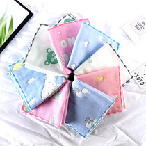 6-layer kindergarten childrens cotton face washing square towel newborn saliva towel cartoon jacquard cotton handkerchief 25*25