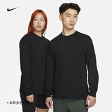 Nike, хлопковый мягкий лонгслив для отдыха, свободный крой, круглый воротник, с вышивкой