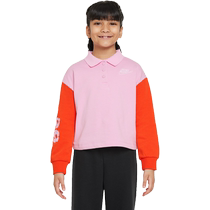 Nike Nike official girls and toddlers rugby long-sleeved top sweatshirt pure cotton casual layering HF7288