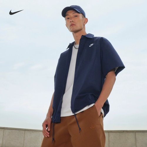 Nike, летняя хлопковая рубашка для отдыха, короткий рукав