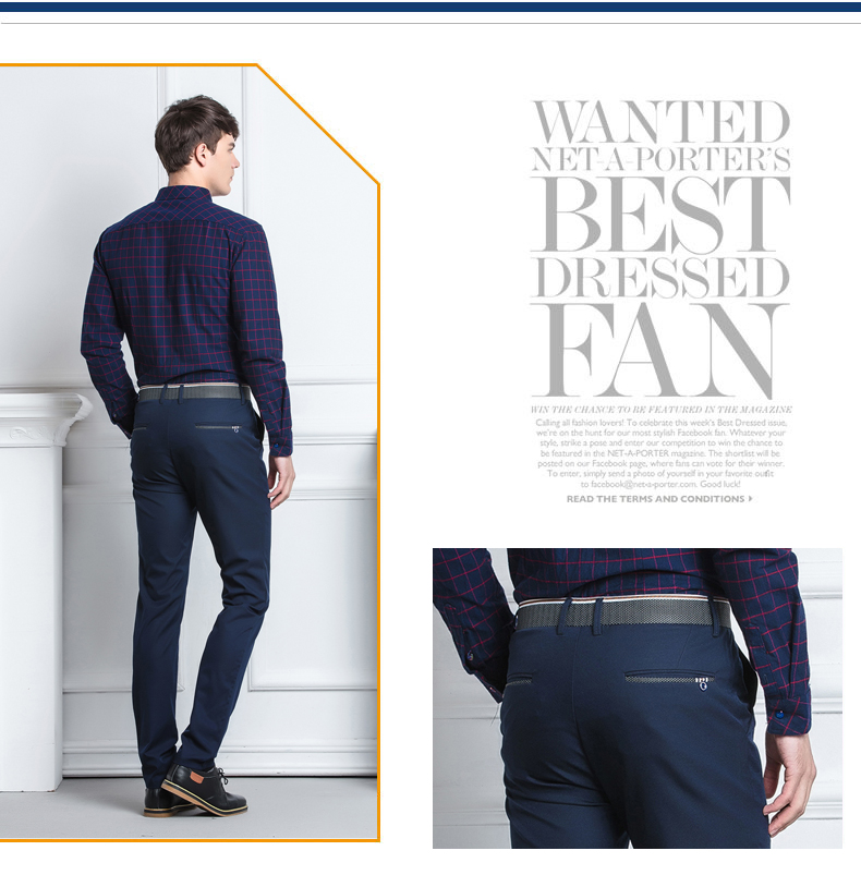 Stretch Slim Male Business Quần thường xuyên Quần nóng miễn phí Mùa thu và mùa đông Dày Thanh niên Quần nam Anh Quần nhỏ chân dài quần đùi nam