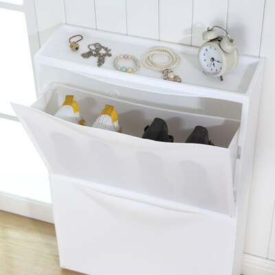 Nail-free wall-mounted ultra-thin storage cabinet, multi-functional bathroom storage cabinet, wall-mounted flip-top shoe cabinet, wall storage rack