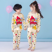 Bộ đồ ngủ trẻ em cô gái mùa xuân và mùa thu cotton dài tay phù hợp với cậu bé mùa thu trẻ lớn