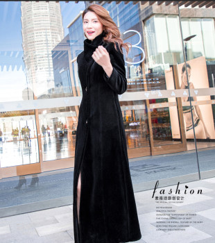 羊剪绒长款大衣女20冬新品冬天女加厚大衣羊绒长外套大衣过膝女装