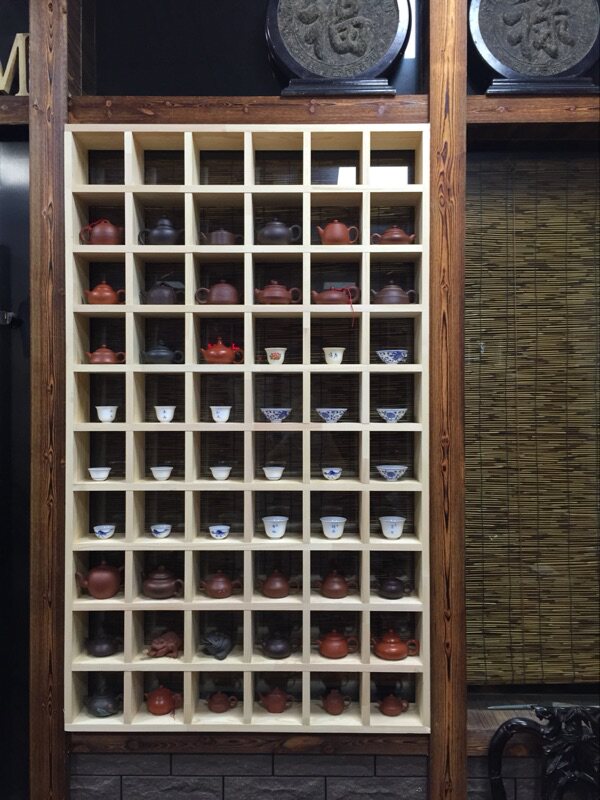 Solid Wood Lattice Shelf Wall Shelve Teapot Teapot teapot Hanging Wall Partition Toy Wall Containing layer Shelf minimalist creativity