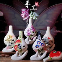  Hand-painted ocarina 6-hole alto AC tune mini ocarina six-hole long mouth ancient style beginner entry small musical instrument performance