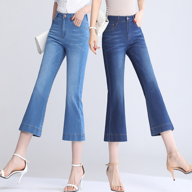 Flared Jeans for Women, Summer 2026 New Style, Cropped Flared Pants, Thin Style for Middle-Aged Moms, Petite Women's Cropped Pants Flared Jeans for Women, Summer 2026 New Style, Cropped Flared Pants, Thin Style for Middle-Aged Moms, Petite Women's Cropped Pants