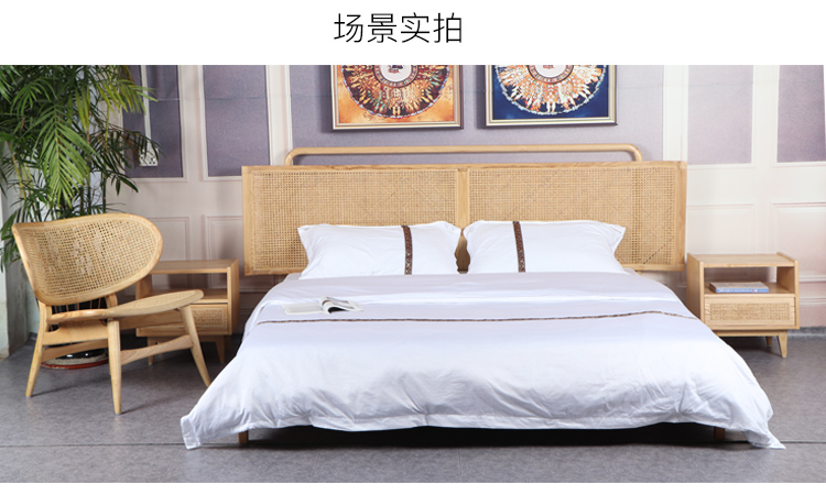 Giường ngủ bằng gỗ Bắc Âu 1,5 m 1,8 m nội thất phòng ngủ INS giường đôi hiện đại tối giản Nhật Bản - Giường giường gỗ gấp thông minh