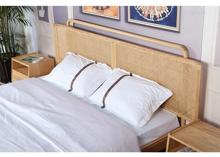 Giường ngủ bằng gỗ Bắc Âu 1,5 m 1,8 m nội thất phòng ngủ INS giường đôi hiện đại tối giản Nhật Bản - Giường giường gỗ gấp thông minh