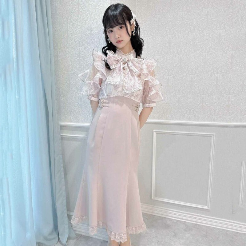 Half-Sweet Japanese Style Rojita Elegant and Sweet Dress for Women with Ruffled Edges, Printed Patchwork, Long Japanese-Style Ladylike Dress