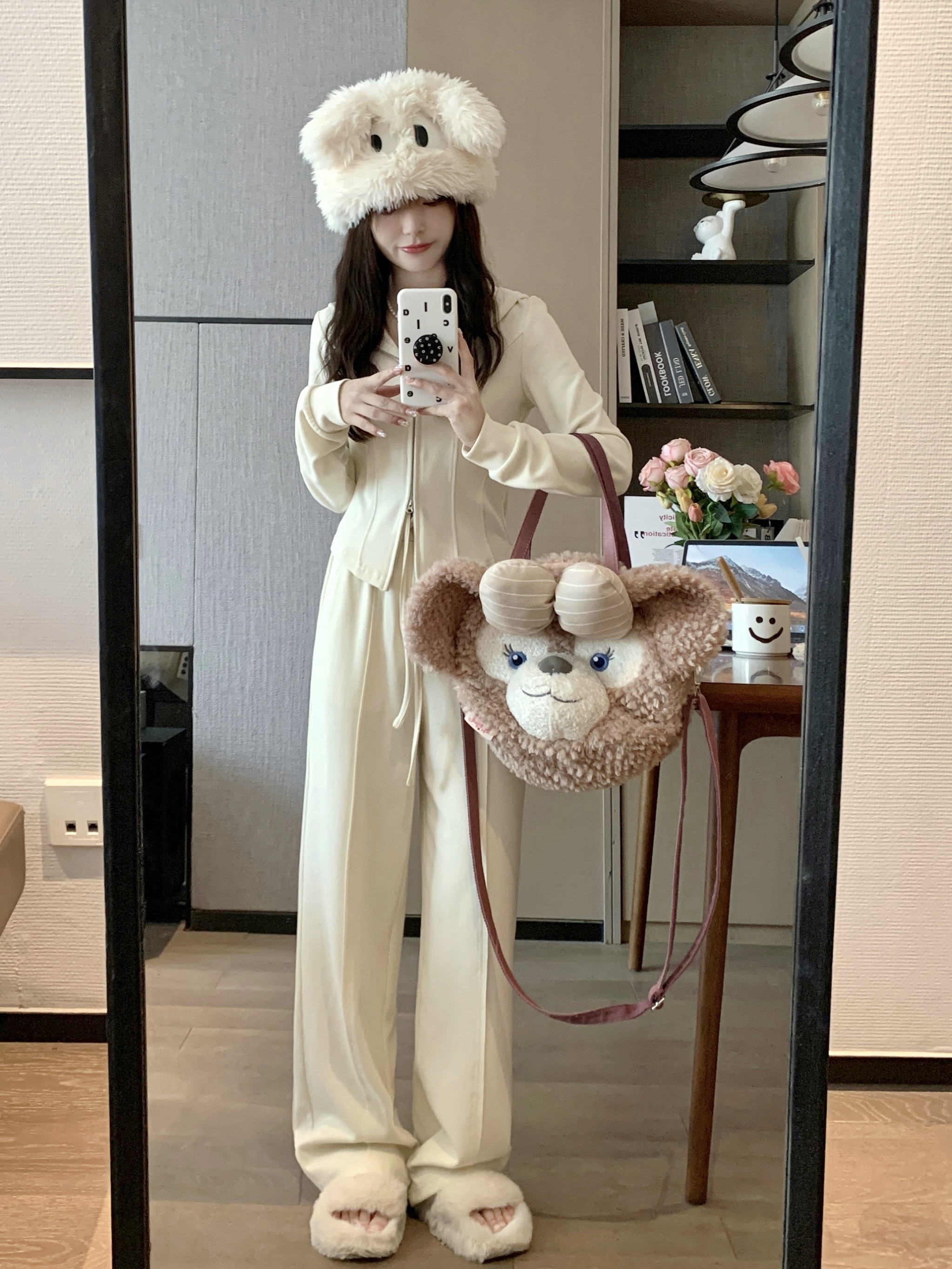 Ms Sweet End Autumn Winter Casual Outside of Lean Fashion Knit inside Playful Leather Sweatshirt Broadlegged Pants Two Suits women-Taobao