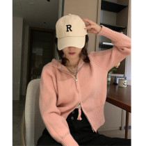 ms sweet end end 2022 early autumn new loose and gentle wind zippered hooded cardigan outside women