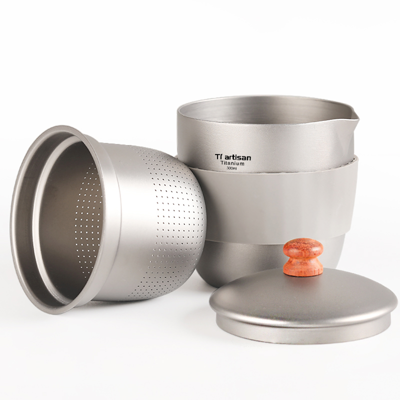Titanium artisan outdoor pure titanium bilayer tea maker titanium metal cup travel cup tea tea with strainer tea cup TA9056 -Taobao