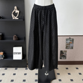 ກາງເກງຜ້າຝ້າຍ, linen, lazy, polka-dot pants ບາດເຈັບທີ່ມີແອວ elastic, versatile, ວ່າງ, lazy style pants ບາດເຈັບແລະສໍາລັບແມ່ຍິງ, summer