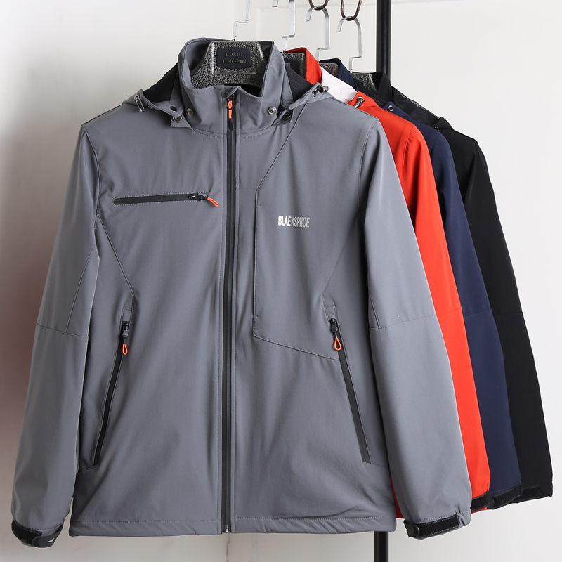 Spring Autumn New Outdoor Sports Wind Clothing Speed Dry Submachine Clothes Soft Shell Clothes Men Sports Jacket Breathable Elastic Mountaineering