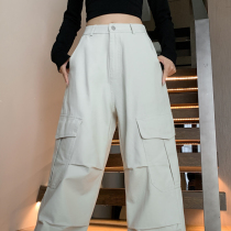 Apricot American Japanese Overalls Womens Leg Casual Pants 2024 Autumn High Waist Drape Loose Wide Leg Pants