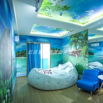 Fun bed round bed water bed Hotel furniture Bed and breakfast bed Light luxury boutique hotel theme modern master bedroom double electric