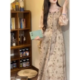 Ретро осенний лонгслив, платье, длинная юбка, китайский стиль, облегающий крой