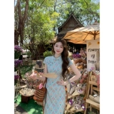 Ретро ципао, летнее платье, длинная юбка, китайский стиль, по фигуре