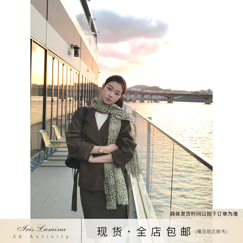 Iris Lumina [Napoleon] Suede Jacket for Women, Autumn and Winter, Elegant and Sophisticated Trench Coat