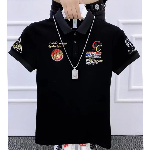 Summer embroidered trendy brandy polo shirt men's short-sleeved letters new versatile Korean version lapel T-shirt Internet Celebrity half sleeves