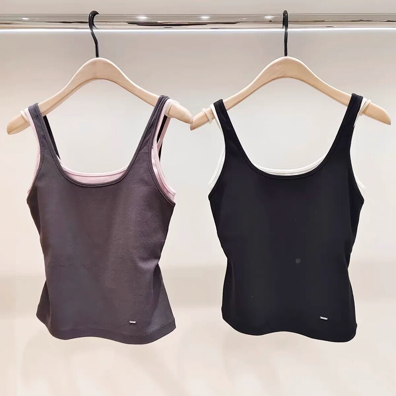 Authentic Vest 2026 Summer New Cotton Elastic Wide Strap Basic Versatile Top Camisole Mbf2Vett01