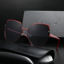 Personality street shot women polarized sunglasses new round face anti-UV large face fashion red driving sunglasses