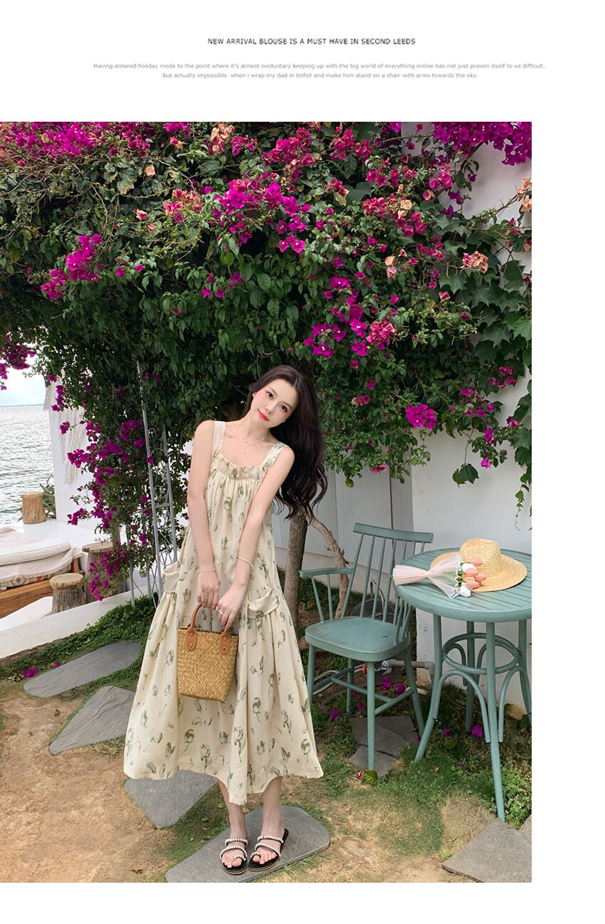 Платье для беременных 孕妇装夏装连衣裙长款雪纺碎花背带裙夏季大码田园风孕晚期吊带裙 OTHER