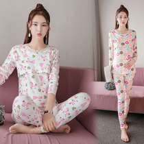 Pregnant women autumn clothes Autumn pants suit Cotton spring and autumn moon clothes Pajamas postpartum breastfeeding feeding clothes Warm clothes Home clothes
