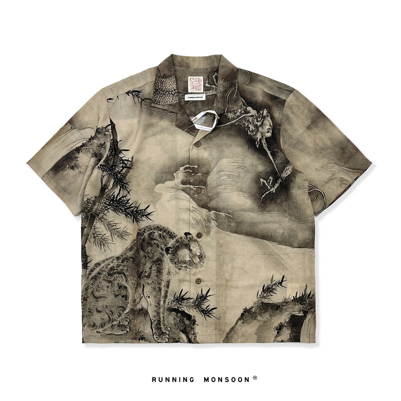 Ren Yinmu San Original Niche Men's Clothing, Chinese Style Cuban Collar Shirt, New Chinese Style Printed Shirt, Summer Short-Sleeved Shirt Ren Yinmu San Original Niche Men's Clothing, Chinese Style Cuban Collar Shirt, New Chinese Style Printed Shirt, Summer Short-Sleeved Shirt
