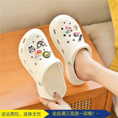Tide, тапочки в стиле Crocs на платформе, нескользящие модные пляжные мюли, закрытый носок, подходят для носки на улице