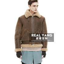 Classic original ecological sheepskin wool one-piece leather coat mens lamb hair Merino leather fur coat thickened tide