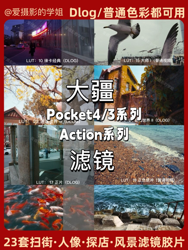 Dji Pocket3/4/Action Dedicated Lut Filters Collection of 23 Types, Including Dlog Gray Filters and Standard Color Filters Dji Pocket3/4/Action Dedicated Lut Filters Collection of 23 Types, Including Dlog Gray Filters and Standard Color Filters