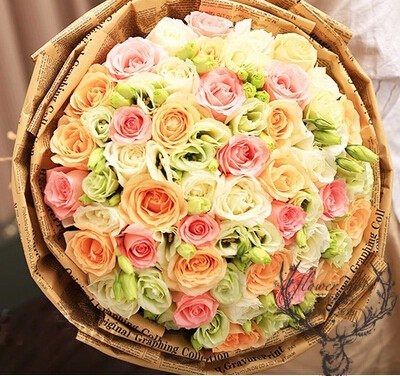 Valentine's Day Hangzhou Flowers Express Co-City Champagne Rose Bouquet Birthday Flower Shop
