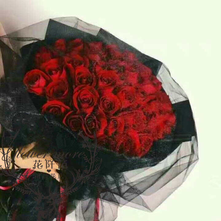 520 Hangzhou flowers express Hangzhou flowers express Tongcheng florist birthday 99 red rose black yarn bouquet