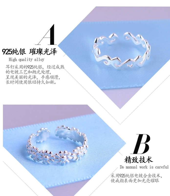 Nhẫn bằng bạc 925 sterling ngón tay mở nhẫn nữ trang sức Hàn Quốc thời trang cặp đôi đơn giản cá tính trên nhẫn nhẫn nữ nhẫn cưới bạch kim