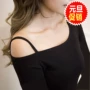 Áo nữ mùa đông mới mỏng dây đeo vai xiên cổ áo dài tay Phiên bản Hàn Quốc cỡ lớn Áo quây dáng dáng dáng dáng quây các loại quần áo nữ
