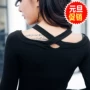 Áo thun trễ vai một vai dài tay nữ hai bên mặc mùa xuân treo cổ quây gợi cảm Slim size áo sơ mi đáy rộng áo phông cao cấp