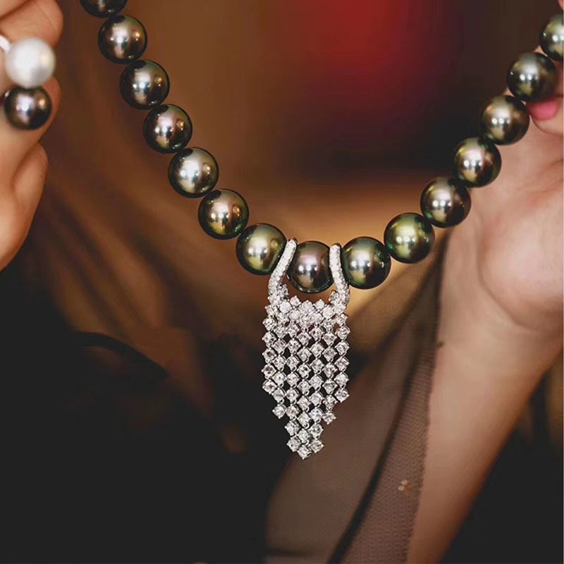 O1CN01J1MUiE1YOwZCFky13 !!891893050 Silver Micro Inlaid Zircon Pearl Long Tassel Necklace Sweater Chain Accessories