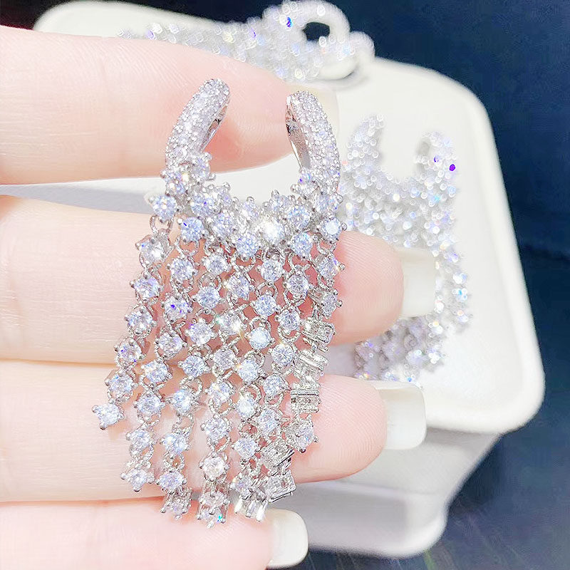 O1CN01OMrvc61YOwZCGSX61 !!891893050 Silver Micro Inlaid Zircon Pearl Long Tassel Necklace Sweater Chain Accessories