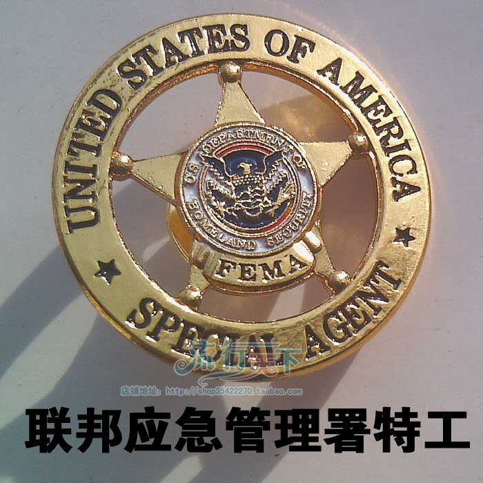 U.S. FEMA agent metal badge chest badge identification badge commemorative badge small metal badge